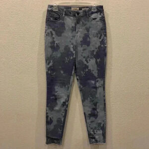 LOGO by Lori Goldstein High Rise Cloud Print Skinny Jeans